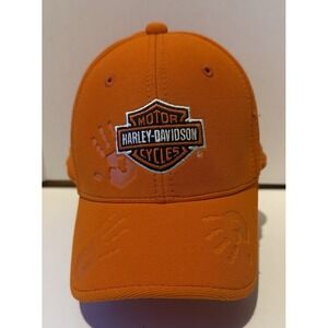 Harley Davidson Youth Hat Orange‎ Adjustable Handprints